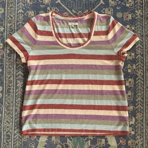 Madewell Women Striped Tee L Short Sleeve Good Condition Used